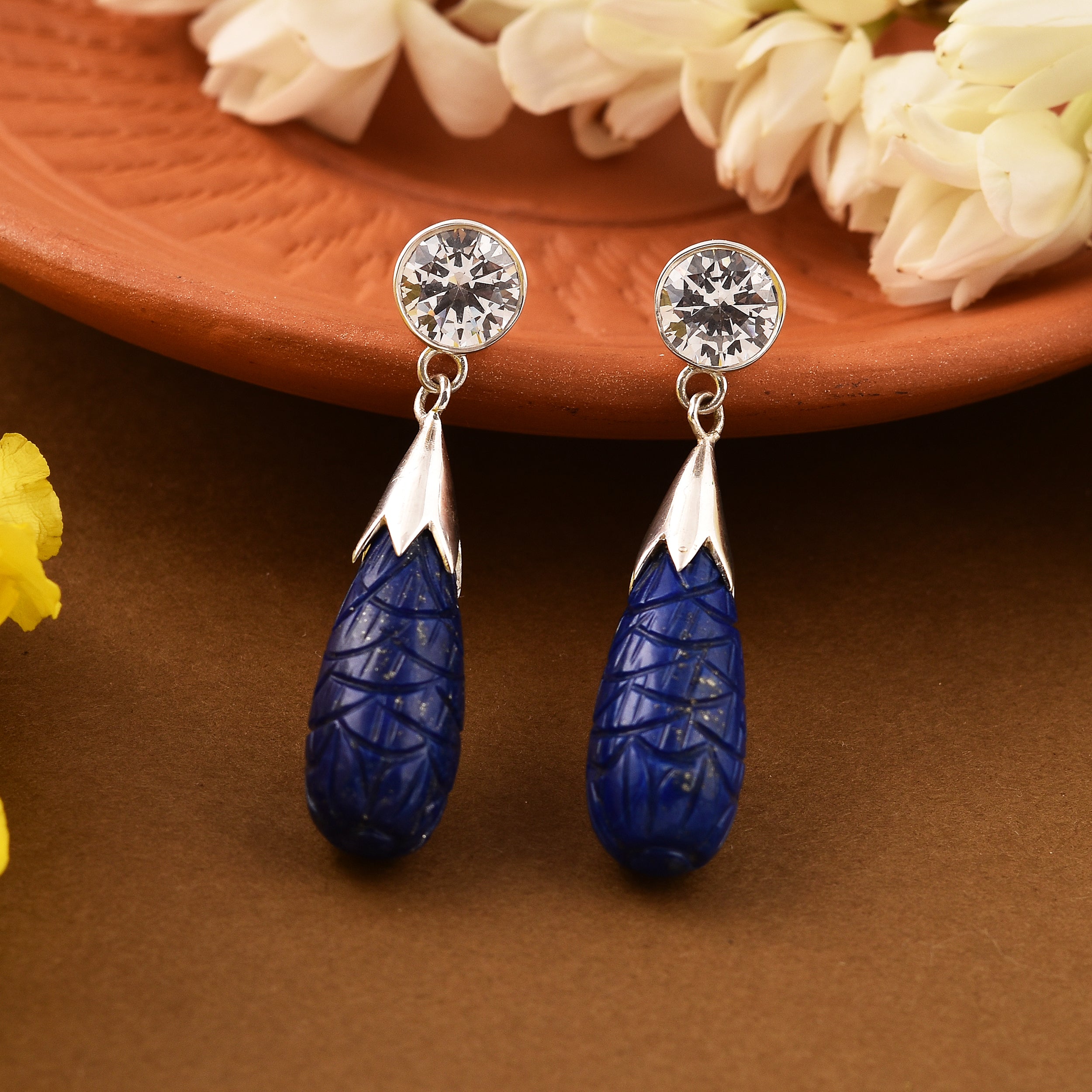 The Something Blue Heart drop outlet earrings in sapphire and 925