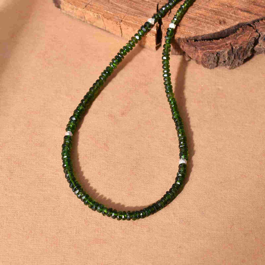 Green Chrome Diopside Gemstone Beaded Necklace