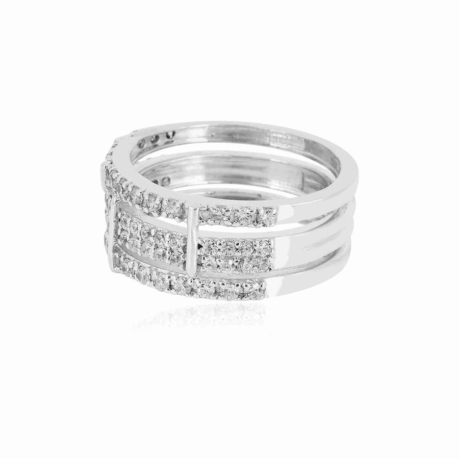 Cubic Zirconia Wide Silver Ring