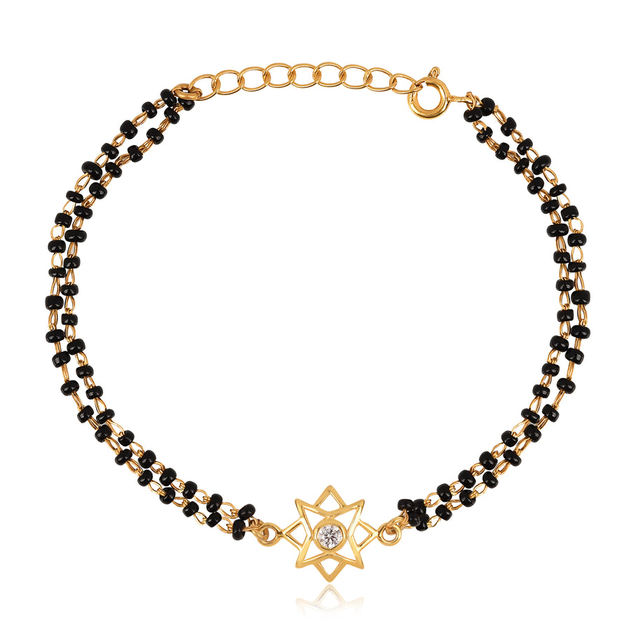 Mangalsutra Bracelet with Star-Alike CZ Flower Charm