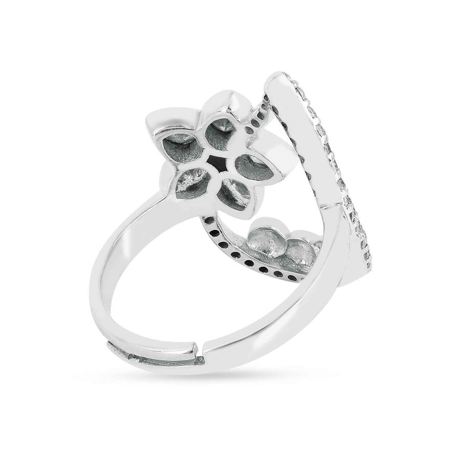 Dream Flower Silver CZ Ring