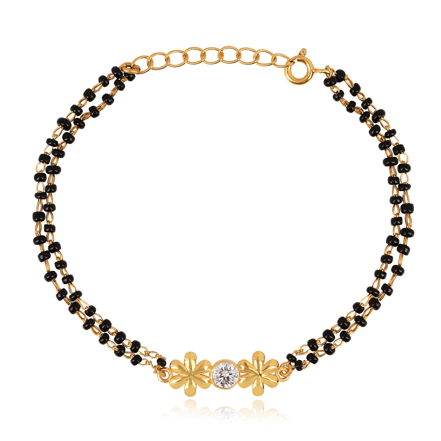 925 Silver Twin Flower Charm Mangalsutra Bracelet
