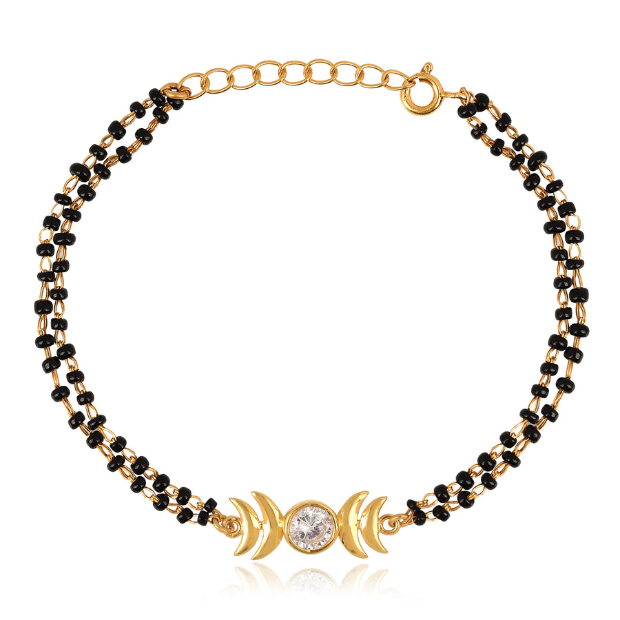 Twin Moon CZ Charm Mangalsutra Bracelet