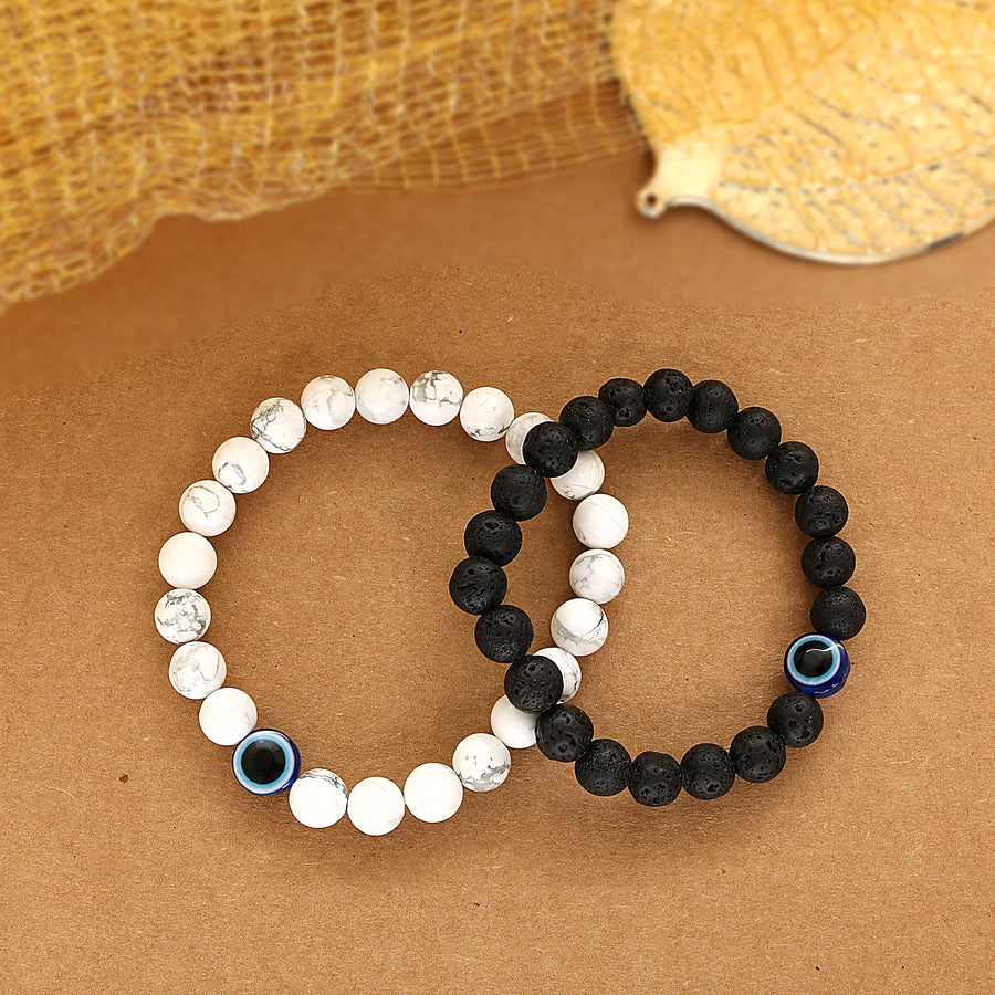 Natural White Howlite And Lava Evil Eye Beads Bracelet Benefits