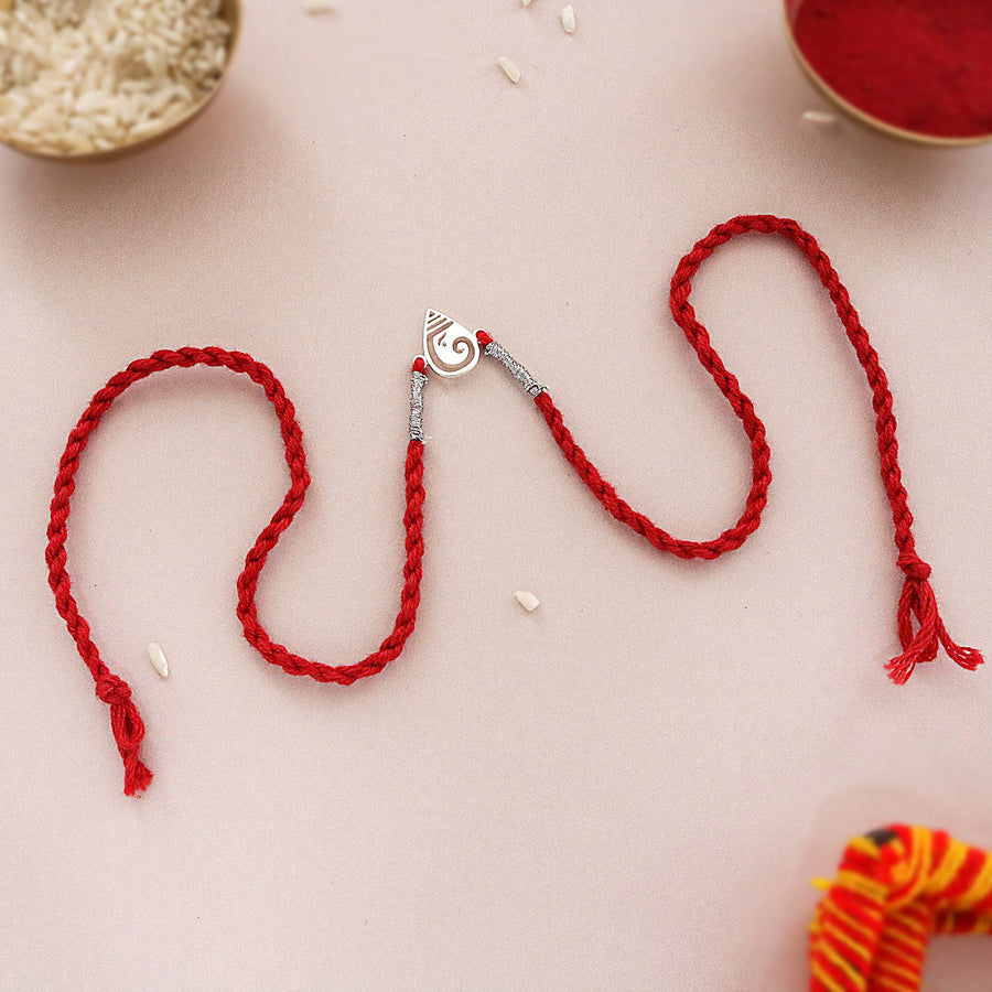 Ganesha Swirl Rakhi in 925 Sterling Silver