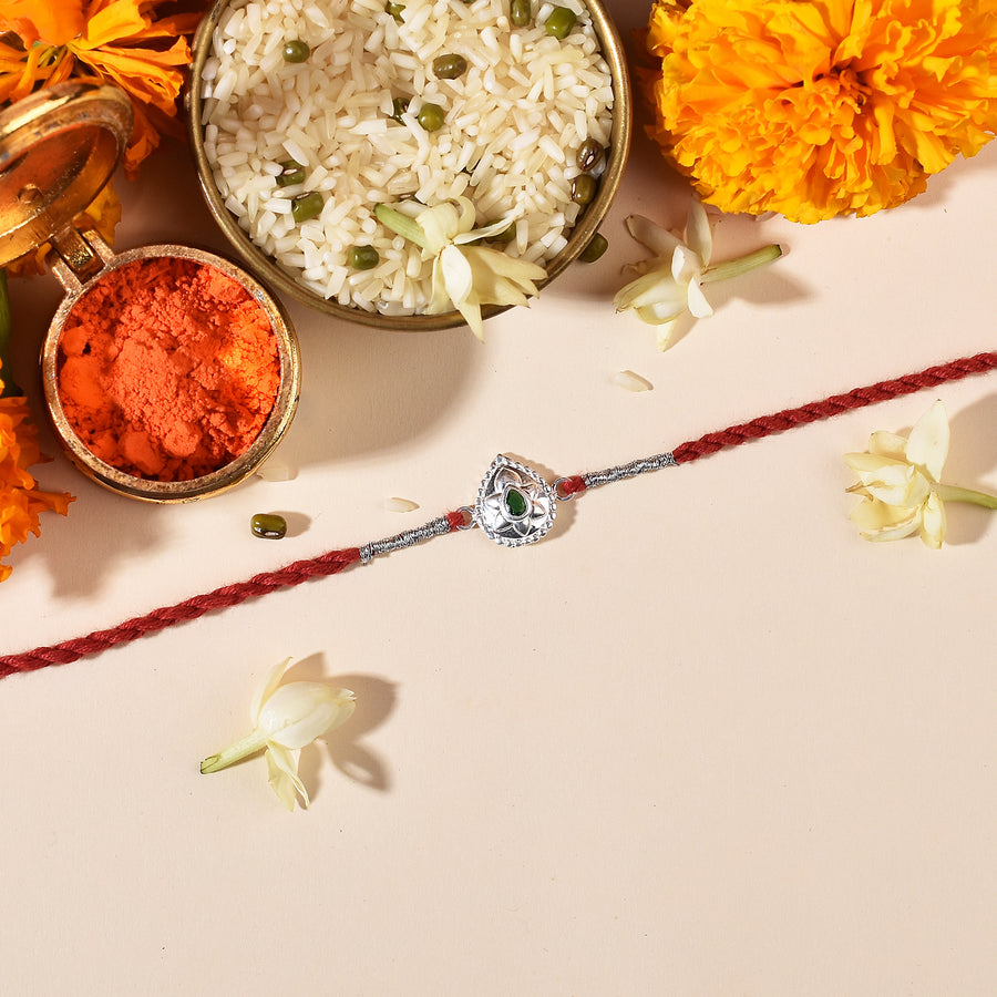 Leaf Bud Silver Rakhi
