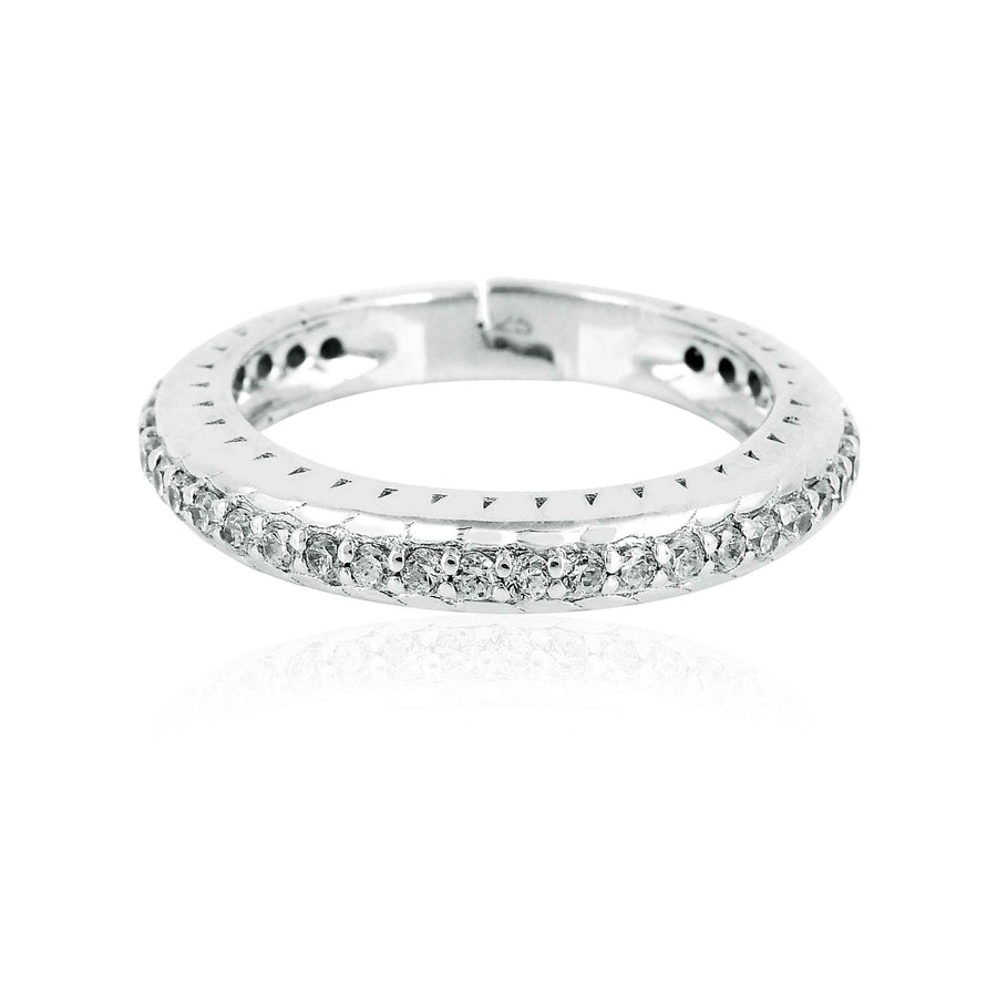 Round Shape Cubic Zirconia Silver Ring