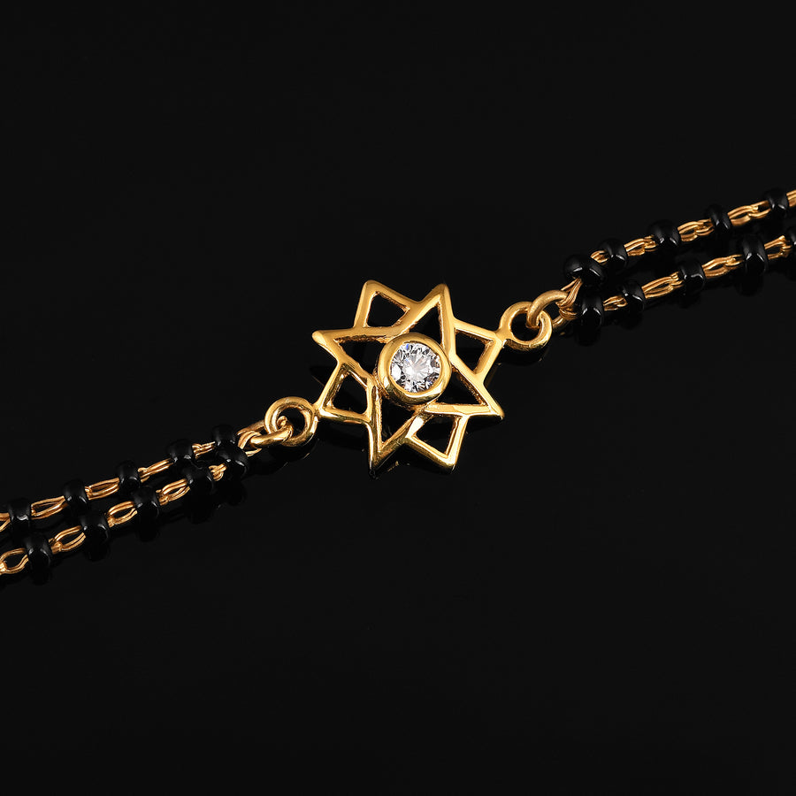 Mangalsutra Bracelet with Star-Alike CZ Flower Charm