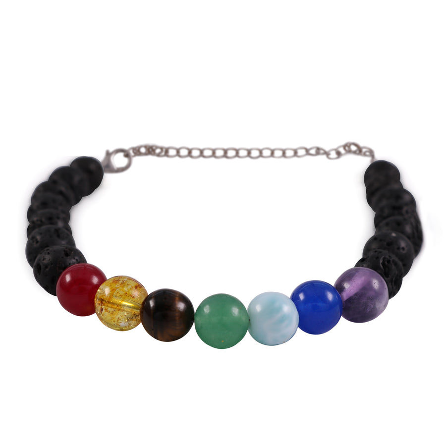 7 Chakra Bracelet With Adjustable Silver Chain