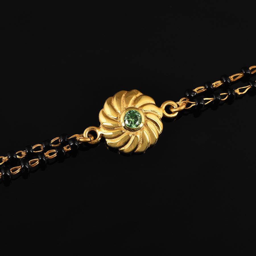 Gold-Plated Mangalsutra Bracelet with Tiny Flower Charm
