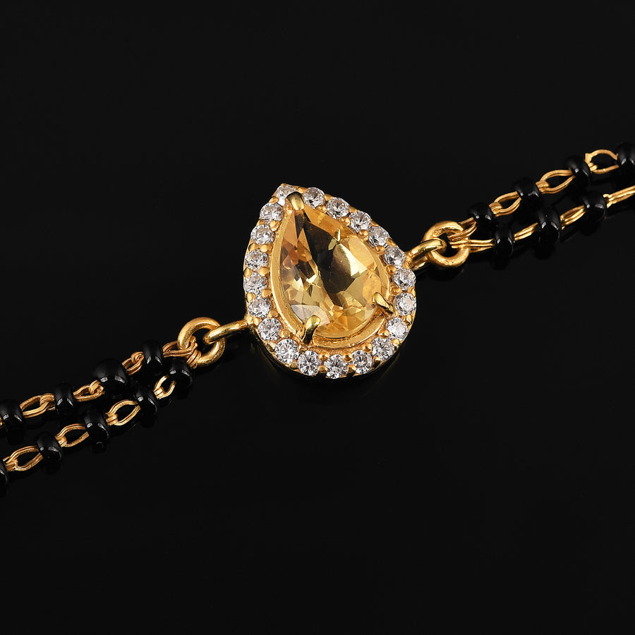925 Silver Gold-Plated Citrine Mangalsutra Bracelet