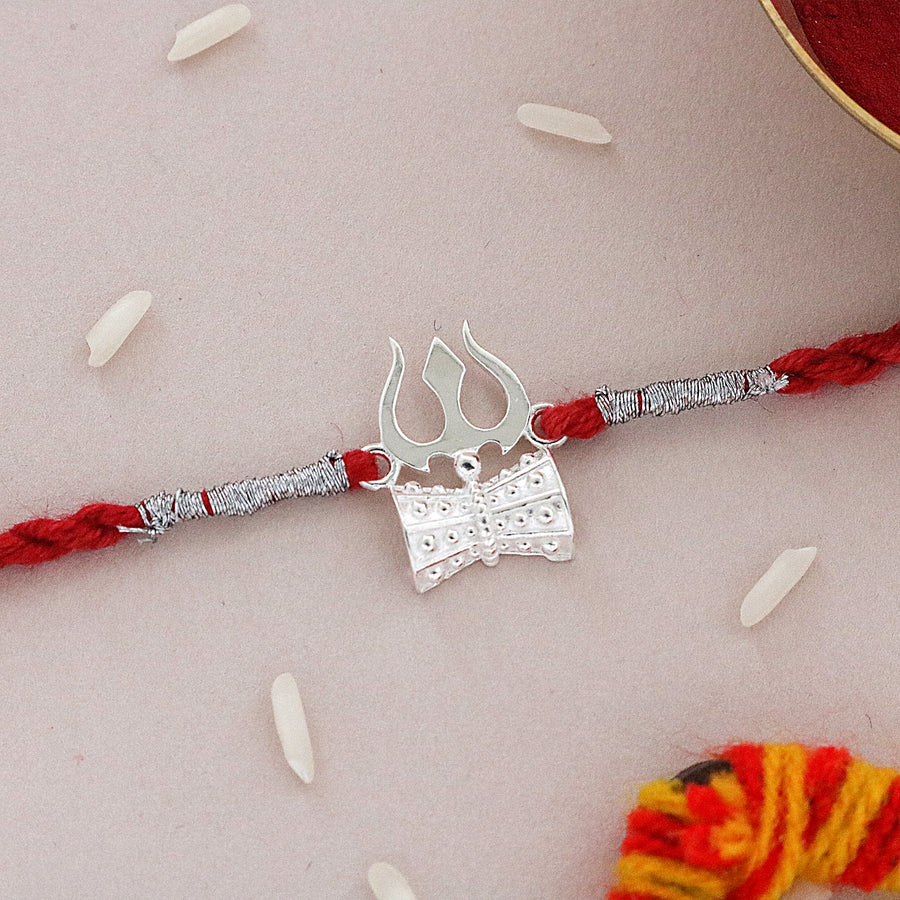 Trishul-Damru Divine Rakhi in 925 Sterling Silver