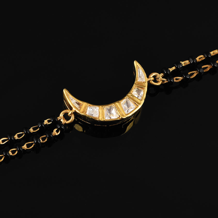 Half Crescent Moon Polki Charm Mangalsutra Bracelet
