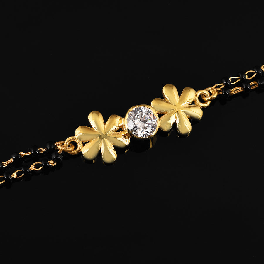 925 Silver Twin Flower Charm Mangalsutra Bracelet