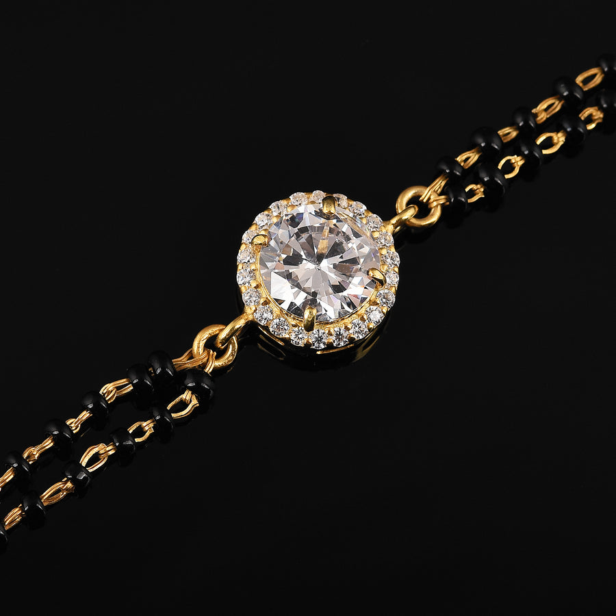 Round Cubic Zirconia Cluster Charm Mangalsutra Bracelet