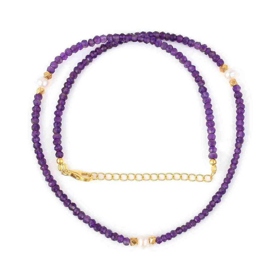 Natural Amethyst Gemstone Beaded Necklace