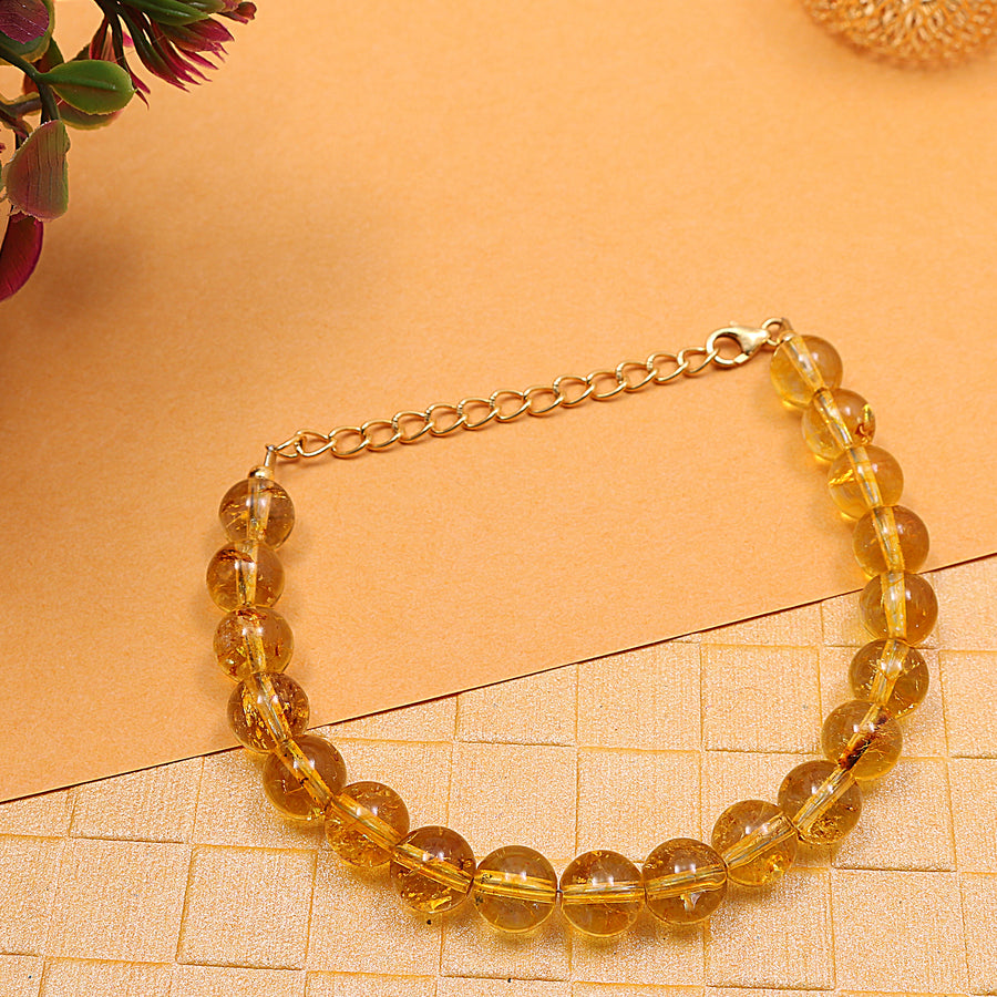 Natural Citrine Bracelet With Adjustable Silver Chain
