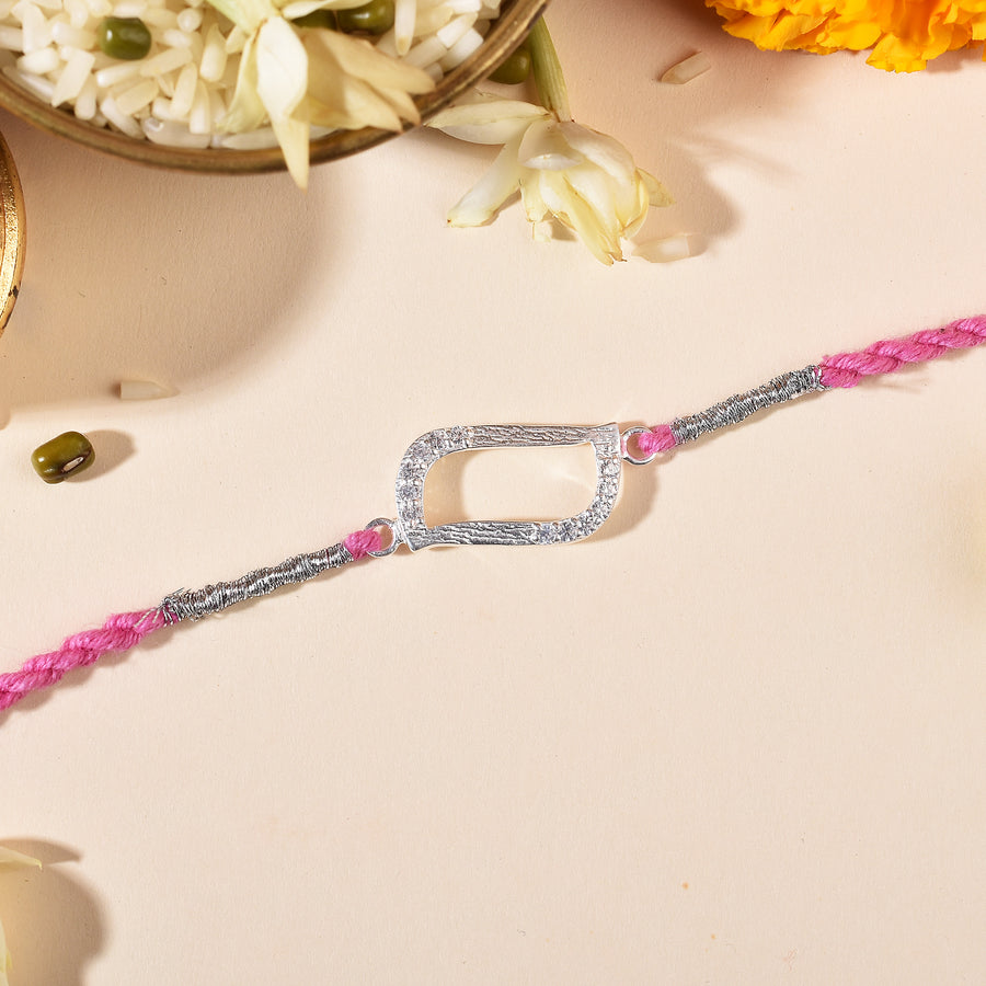 Bliss Cubic Zirconia Silver Rakhi