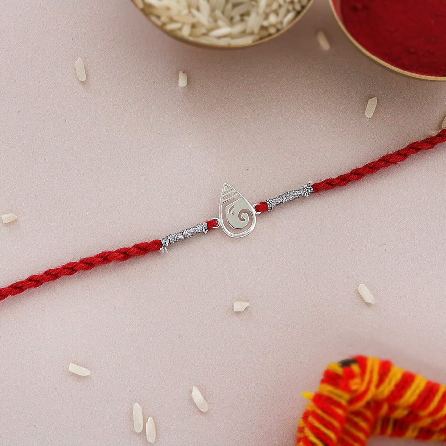 Ganesha Swirl Rakhi in 925 Sterling Silver
