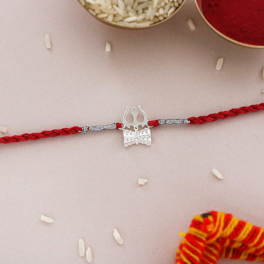 Trishul-Damru Divine Rakhi in 925 Sterling Silver