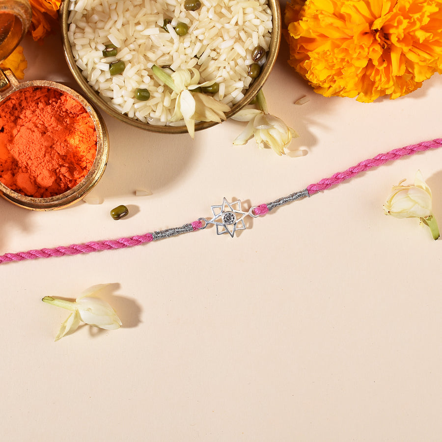 Periwinkle Silver Rakhi