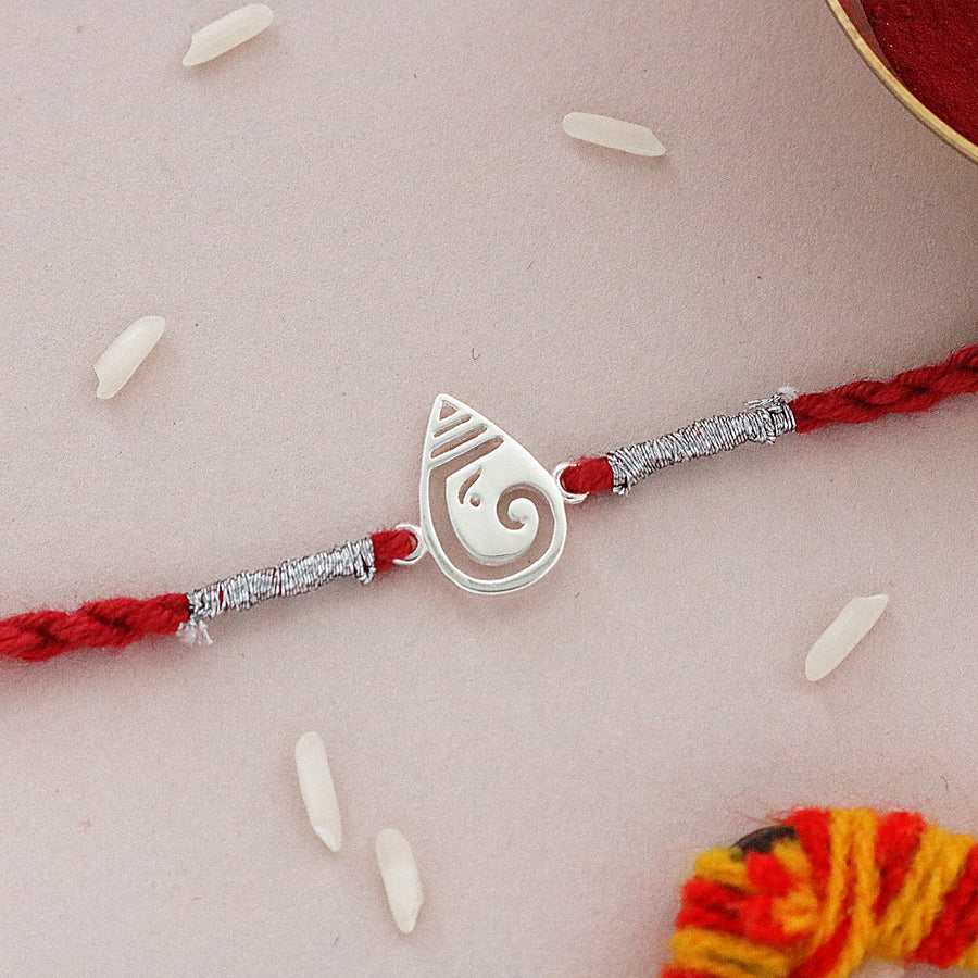 Ganesha Swirl Rakhi in 925 Sterling Silver