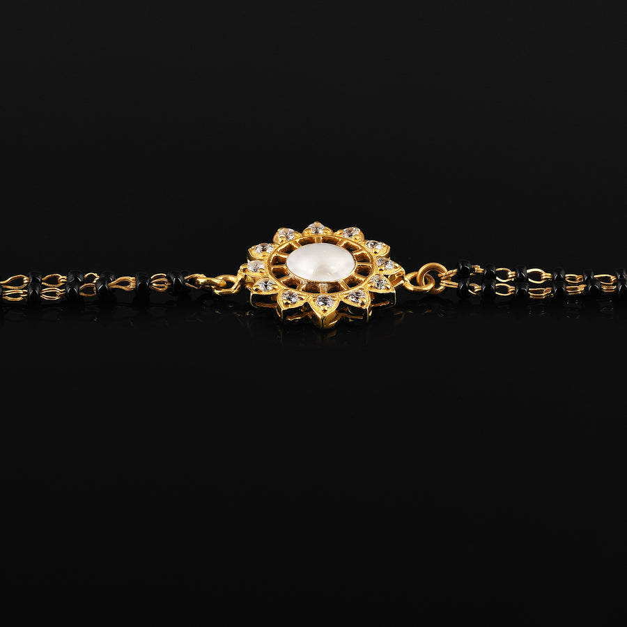 CZ-Studded Petals & Pearl Center Mangalsutra Bracelet