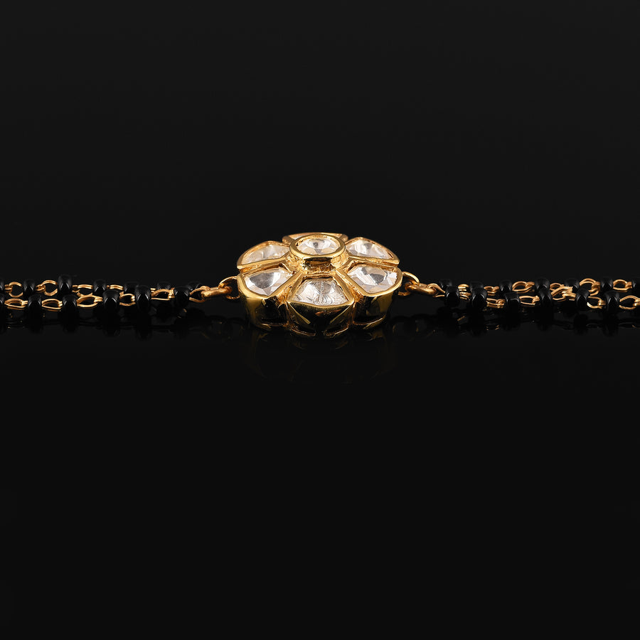 Moissanite Polki Flower Cluster Mangalsutra Bracelet