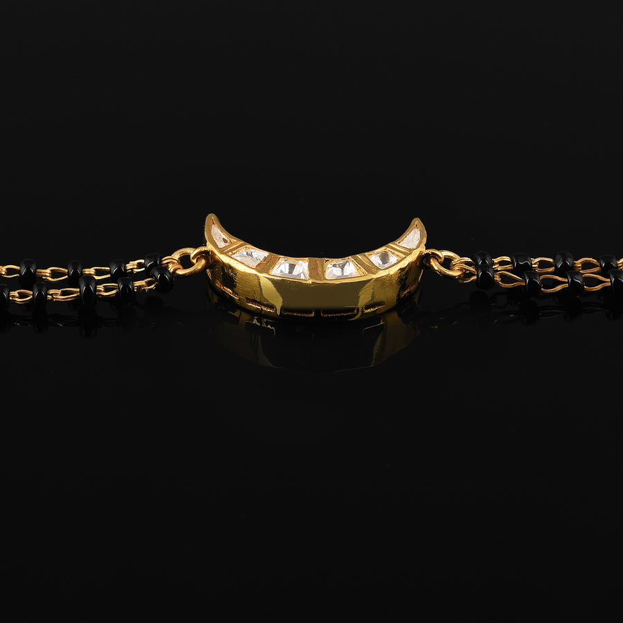 Half Crescent Moon Polki Charm Mangalsutra Bracelet