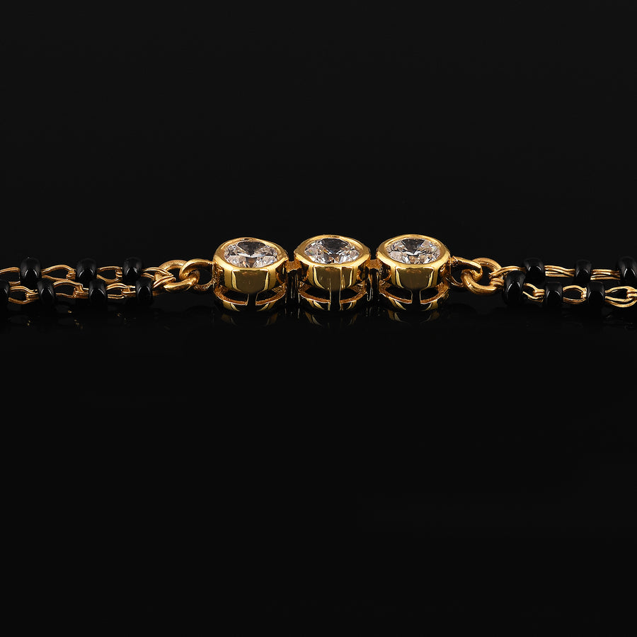 Gold-Plated Minimal CZ 3-Dot Mangalsutra Bracelet
