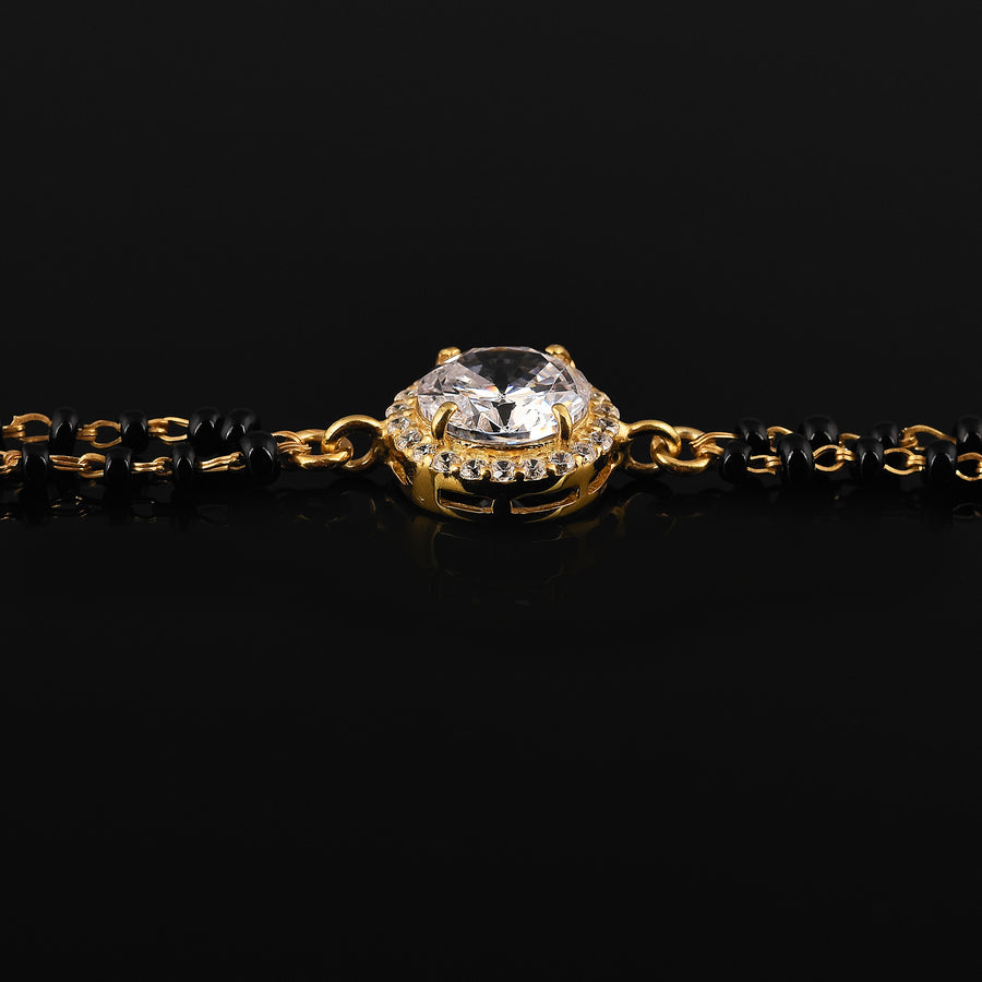 Round Cubic Zirconia Cluster Charm Mangalsutra Bracelet