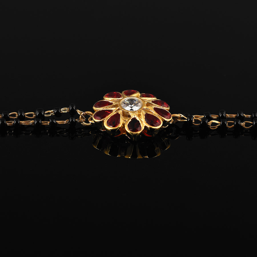 Red Stones on Petals Mangalsutra Bracelet