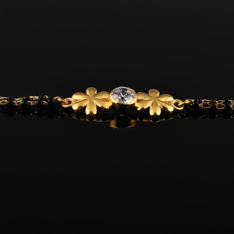 925 Silver Twin Flower Charm Mangalsutra Bracelet