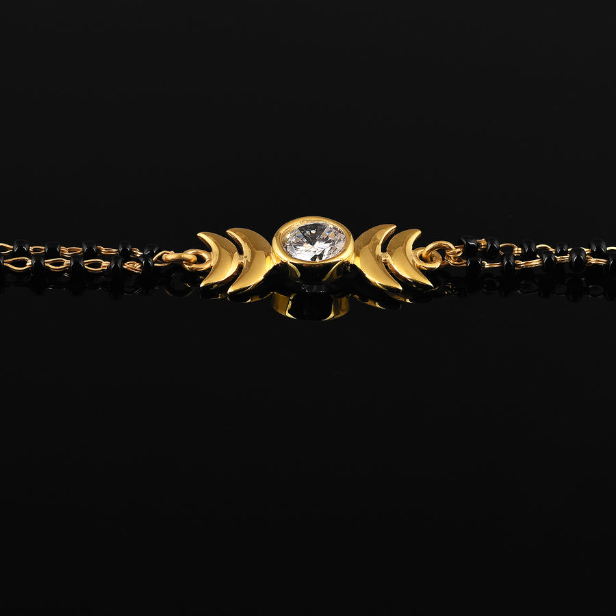 Twin Moon CZ Charm Mangalsutra Bracelet