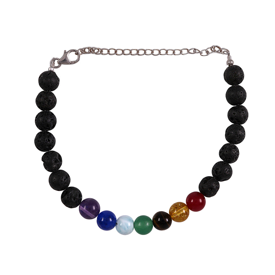 7 Chakra Bracelet With Adjustable Silver Chain