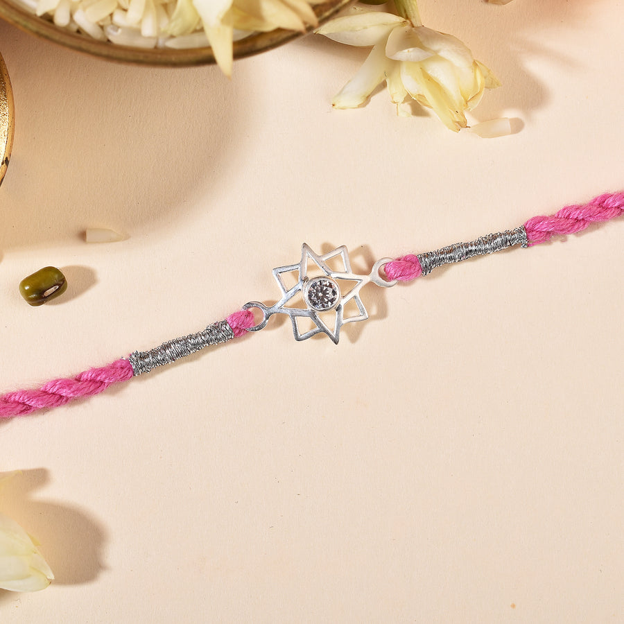 Periwinkle Silver Rakhi