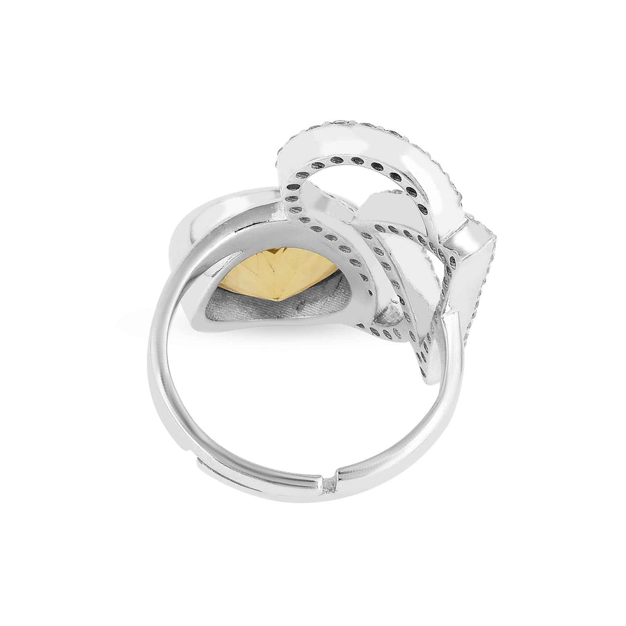 Citrine Gemstone CZ 925 Silver Ring