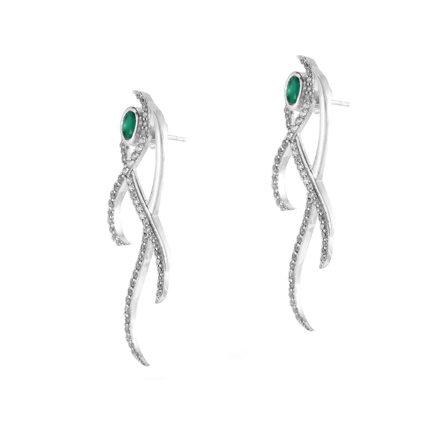 Green Onyx & Cubic Zirconia Gemstone Earrings