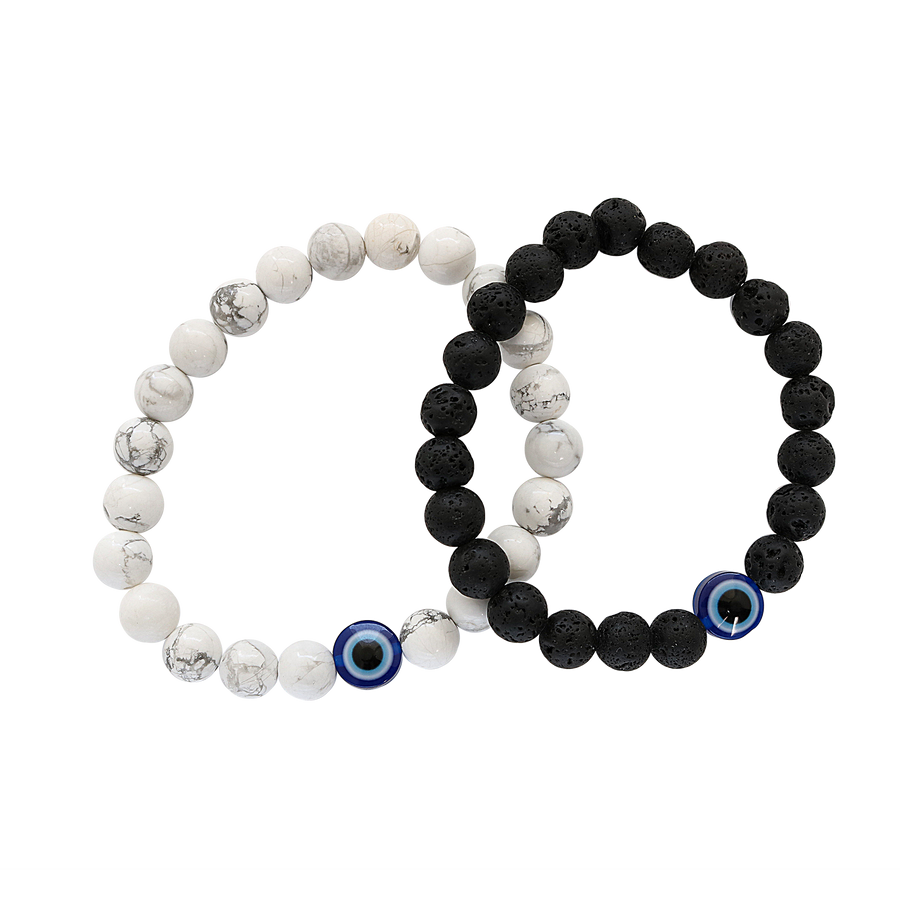White Howlite Evil Eye Beads Bracelet