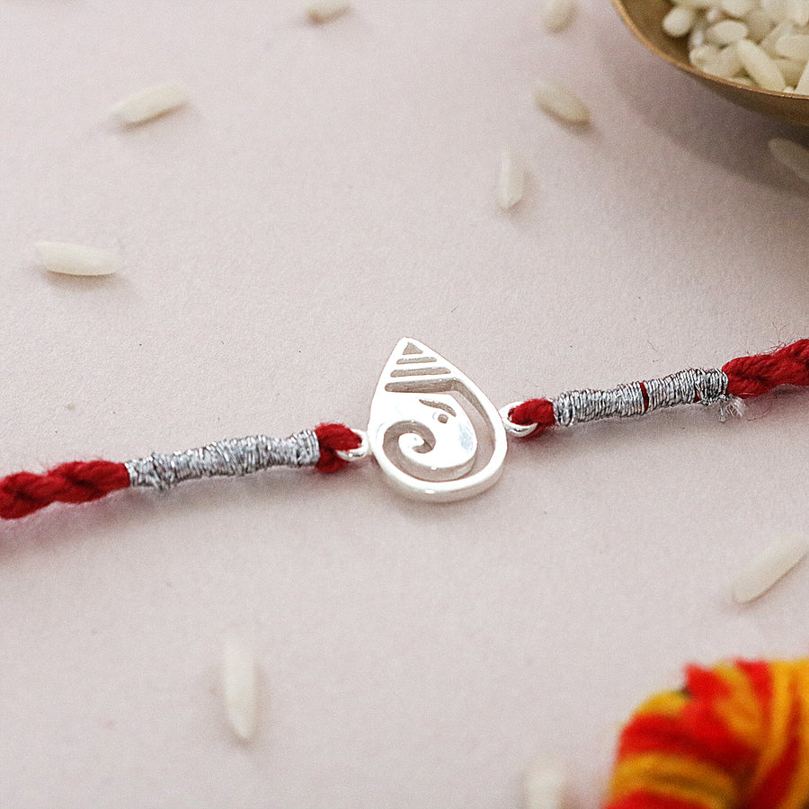 Ganesha Swirl Rakhi in 925 Sterling Silver