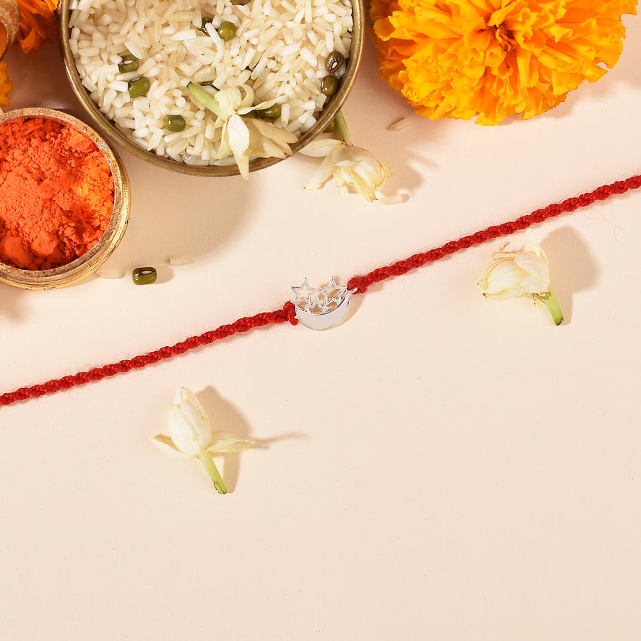 Star Moon Silver Kids Rakhi