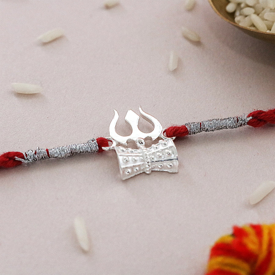 Trishul-Damru Divine Rakhi in 925 Sterling Silver