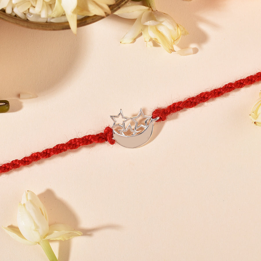 Star Moon Silver Kids Rakhi
