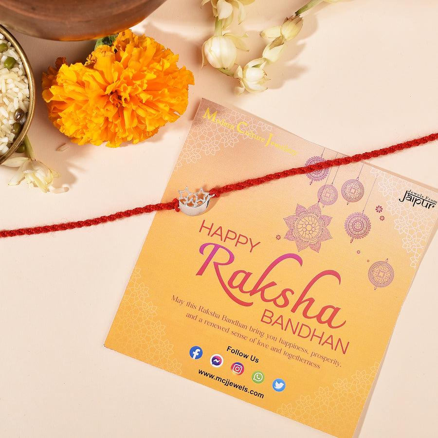 Star Moon Silver Kids Rakhi