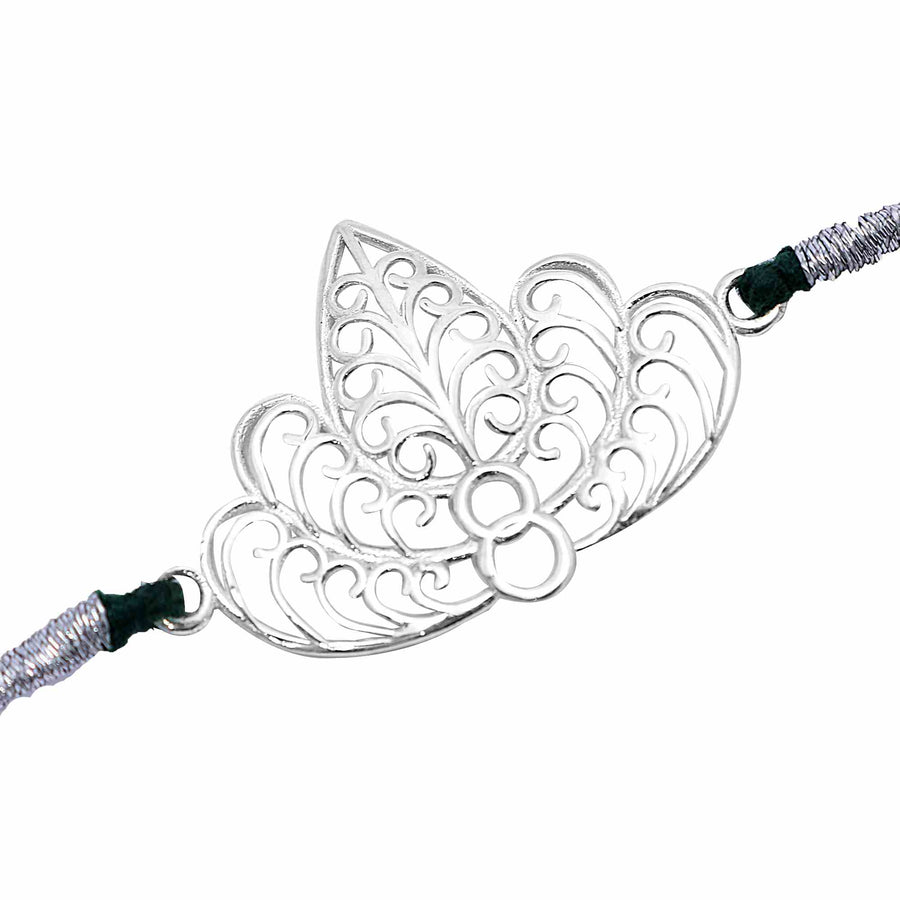 Spiral Lotus Silver Rakhi