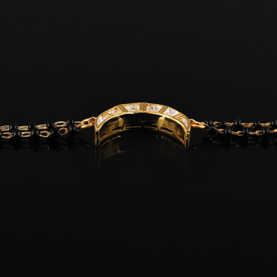 Half Crescent Moon Polki Charm Mangalsutra Bracelet