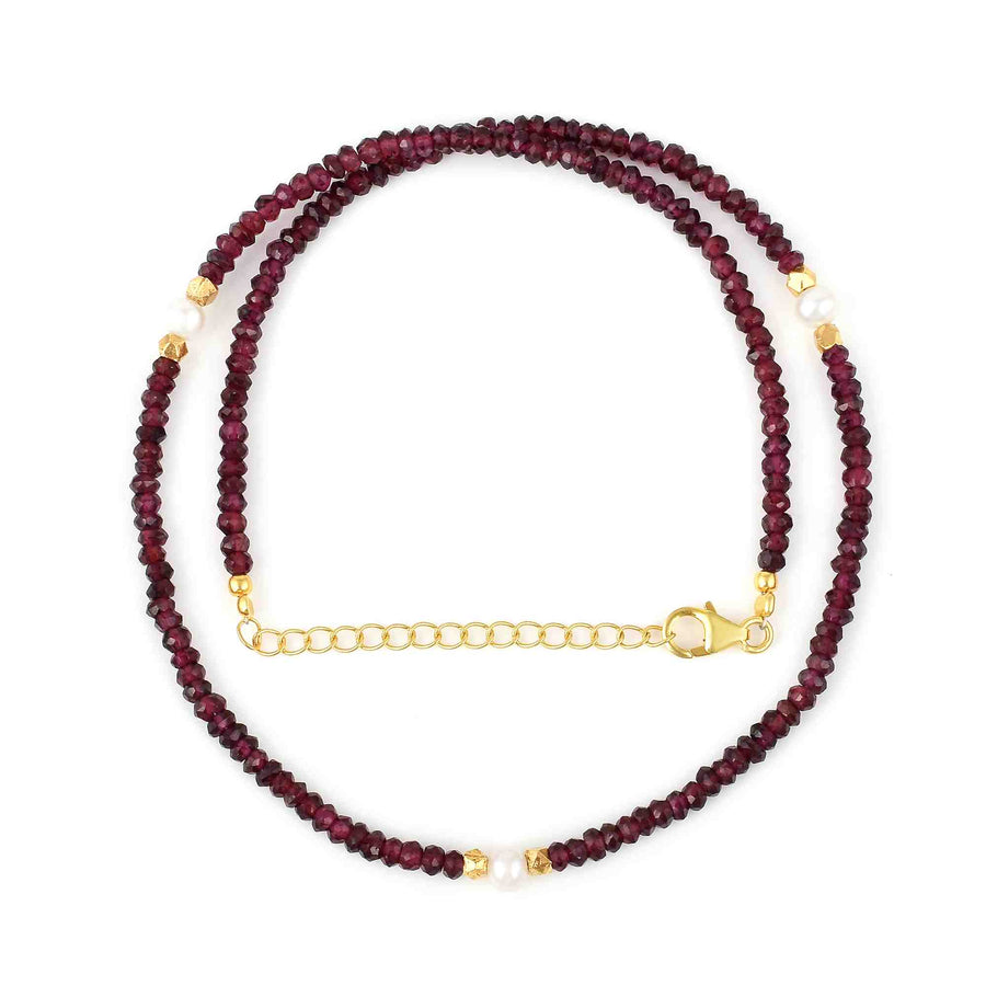 Natural Red Garnet Gemstone Beaded Necklace