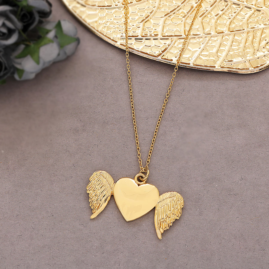 Love Heart & Wings Silver Gold Plated Pendant