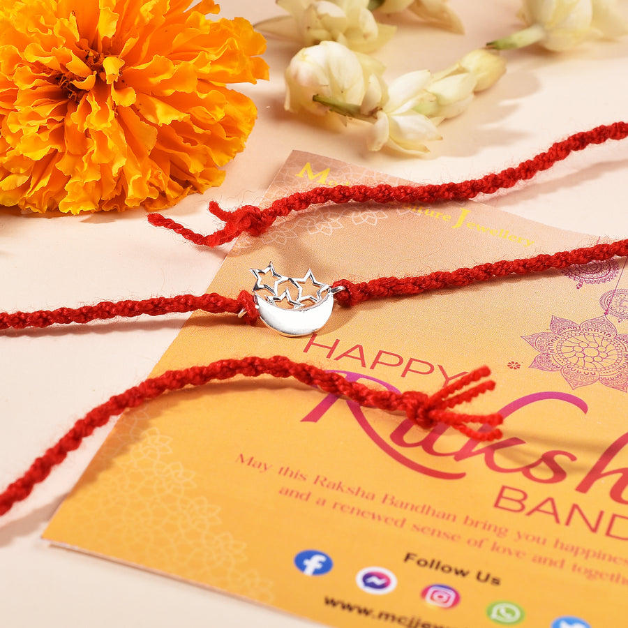 Star Moon Silver Kids Rakhi