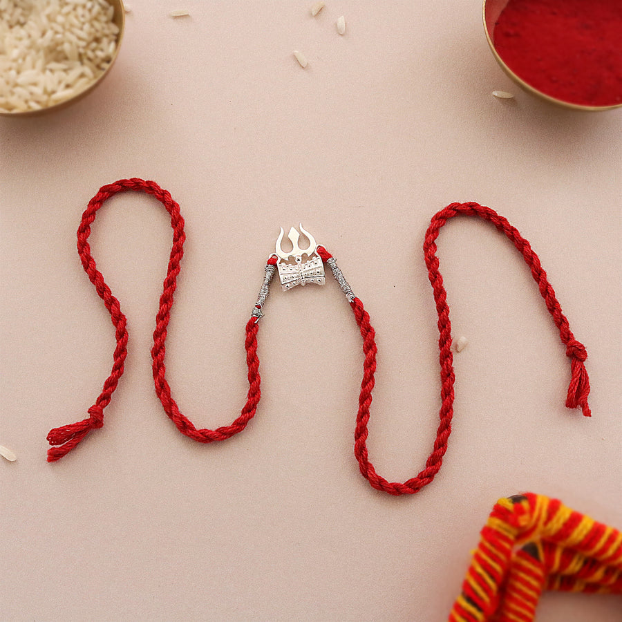 Trishul-Damru Divine Rakhi in 925 Sterling Silver